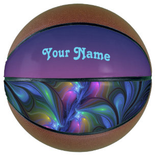 Colourful Abstract Blue Pink Green Fractal Own Nam Basketball
