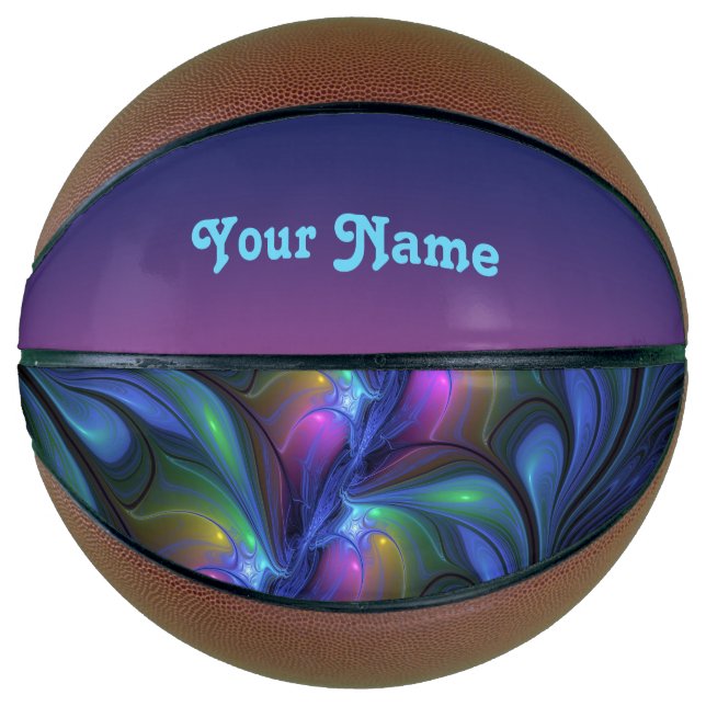 Colourful Abstract Blue Pink Green Fractal Own Nam Basketball (Front)