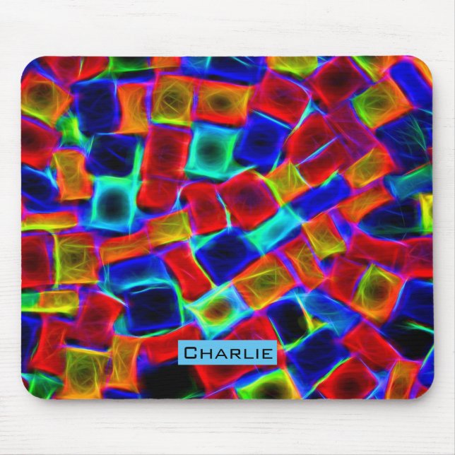Colourful Abstract Bokeh Blocks Personalised Mouse Mat (Front)