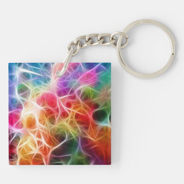 Colourful Abstract Bokeh lighting Electricity Key Ring (Back)