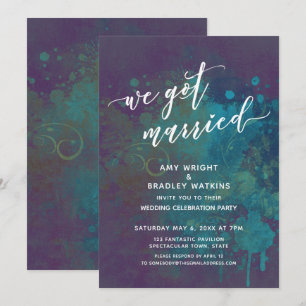 Colourful Abstract Bold We Got Married Handwriting Invitation