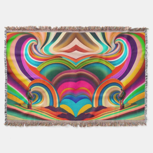 Colourful Abstract Bonnaroo Psychedelic Festival Throw Blanket (Front)