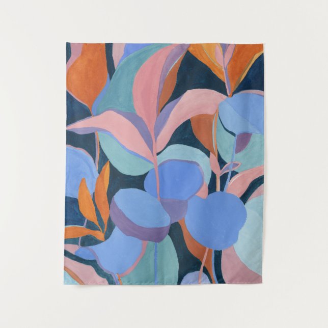 Colourful Abstract Botanical Art Tapestry (Front)