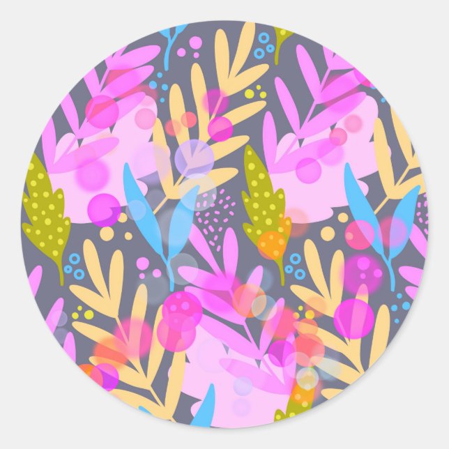 Colourful Abstract Botanical Pattern Sticker (Front)