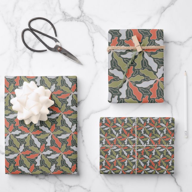 Colourful Abstract Botanical  Wrapping Paper Sheet (Front)