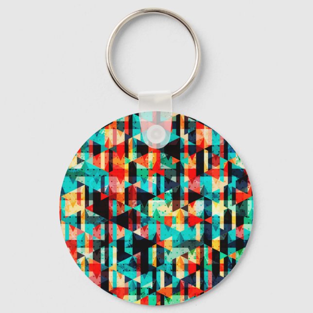 Colourful abstract bright element design key ring (Front)