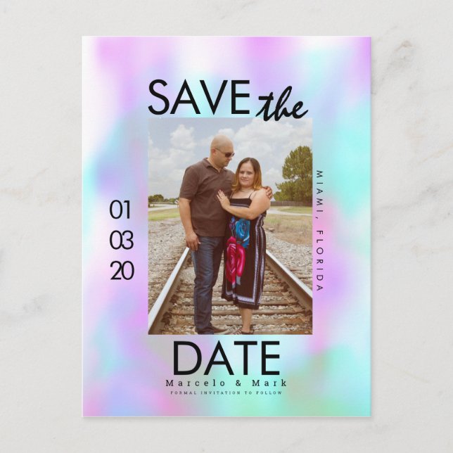 Colourful Abstract Bright Save The Dates Photo Postcard (Front)