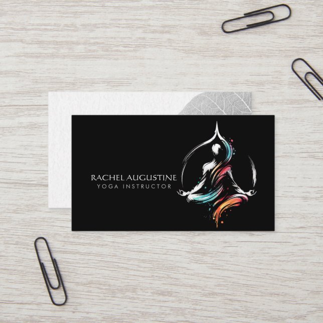 Colourful Abstract Brush Logo Meditation Instructo Business Card (Front/Back In Situ)