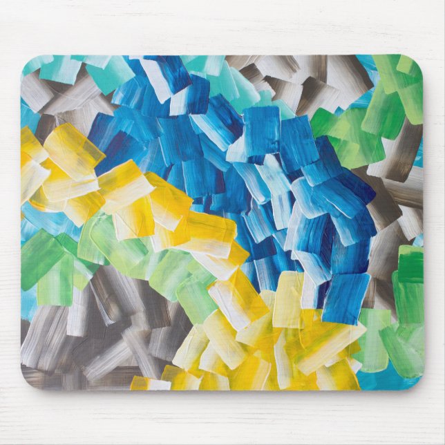 Colourful Abstract Brushstroke Pattern Mouse Mat (Front)