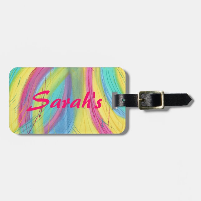 Colourful Abstract Brushstrokes Luggage Tags (Front Horizontal)