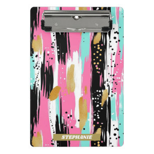 Colourful Abstract Brushstrokes - Mint & Pink (2) Mini Clipboard