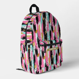 Colourful Abstract Brushstrokes - Mint & Pink (2) Printed Backpack