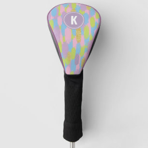 Colourful Abstract Brushstrokes Pattern Monogram Golf Head Cover