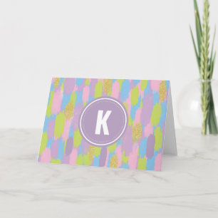 Colourful Abstract Brushstrokes  Pattern Monogram Note Card