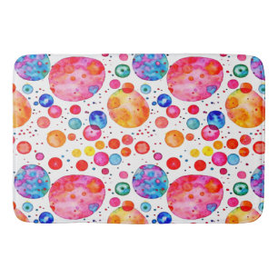 Colourful Abstract Bubbles Watercolor Bath Mat