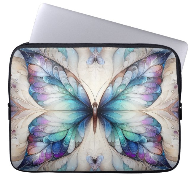 Colourful abstract butterfly design laptop sleeve (Front)