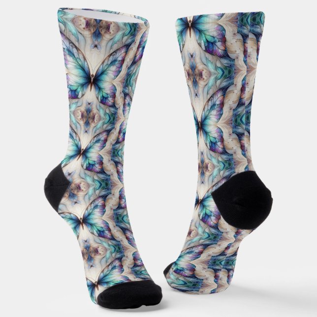 Colourful abstract butterfly design socks (Angled)