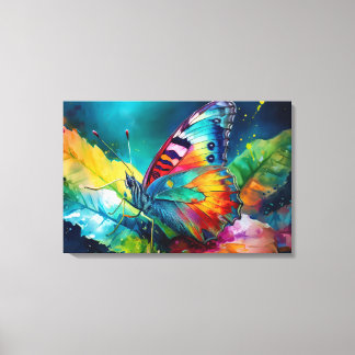 Colourful Abstract Butterfly Watercolor Art Canvas Print