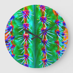 Colourful Abstract Cactus Pop Modern Southwest Large Clock