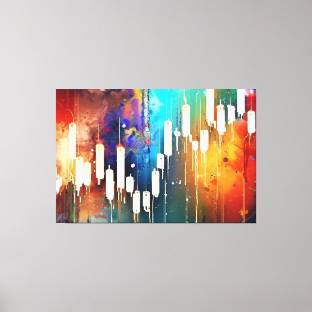 Colourful abstract candlestick chart painting canvas print (Front)