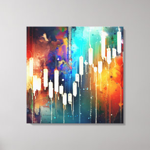 Colourful abstract candlestick chart painting canvas print