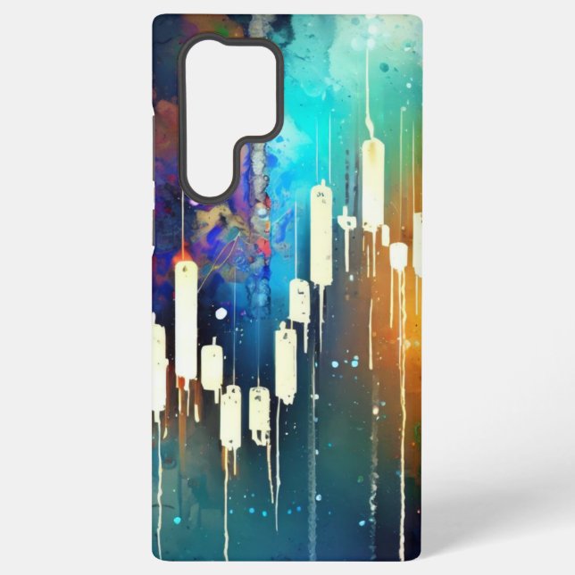 Colourful abstract candlestick chart painting samsung galaxy s22 ultra case (Back)