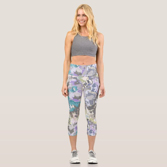 Colourful Abstract Capri Leggings (Front)