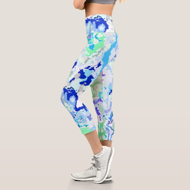 Colourful Abstract Capri Leggings (Left)
