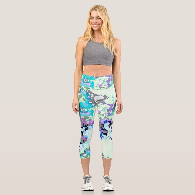 Colourful Abstract Capri Leggings (Front)