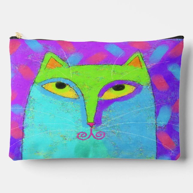 Colourful Abstract Cat Accessory Pouch (Front)