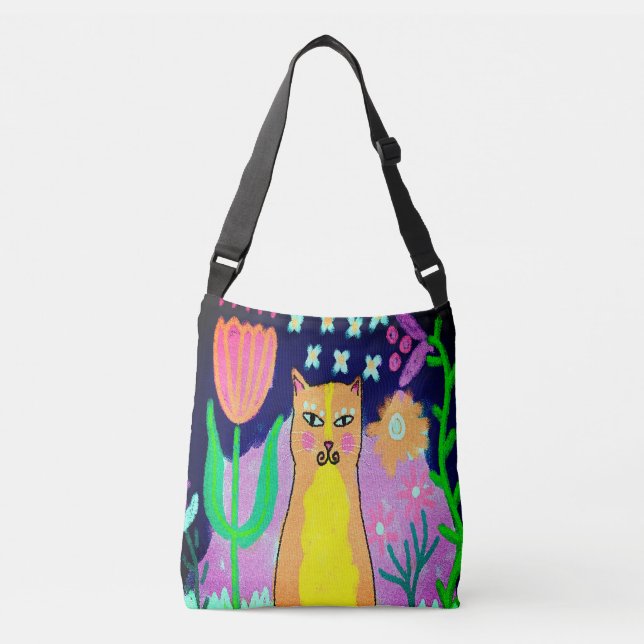 Colourful Abstract Cat Art Tote Bag (Front)