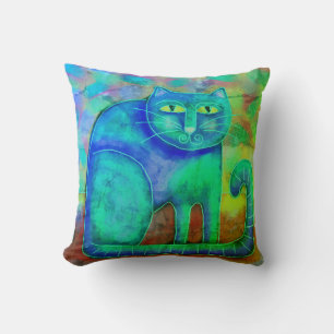 Colourful Abstract Cat Cushion