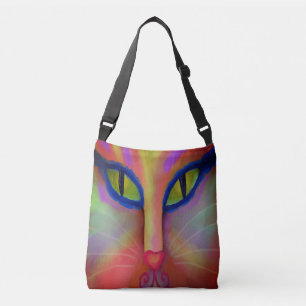 Colourful Abstract Cat Face Crossbody Bag