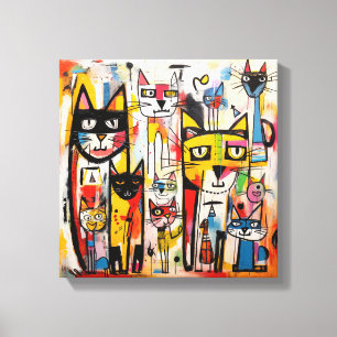 Colourful Abstract Cat new Art Canvas Print