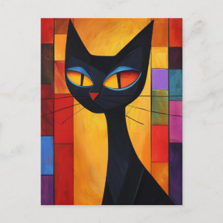 Colourful Abstract Cat Postcard