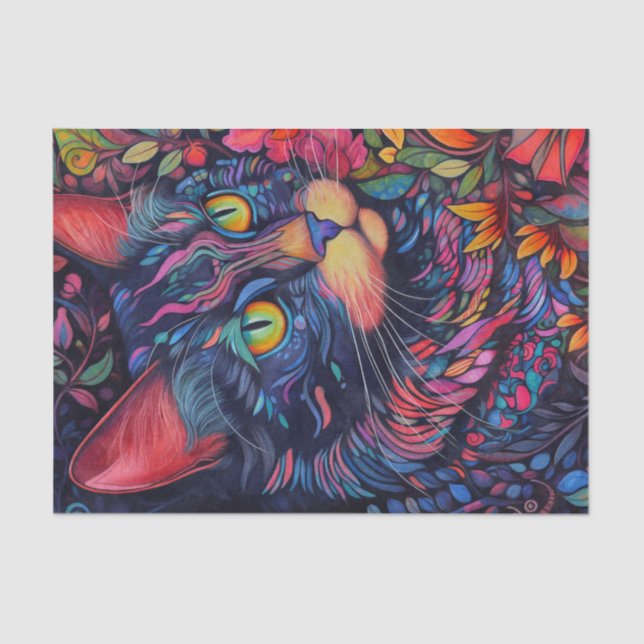 Colourful Abstract Cat Tissue Paper (Front)
