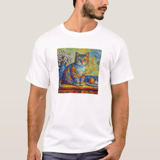 Colourful Abstract Cat Van Gogh Style T-Shirt