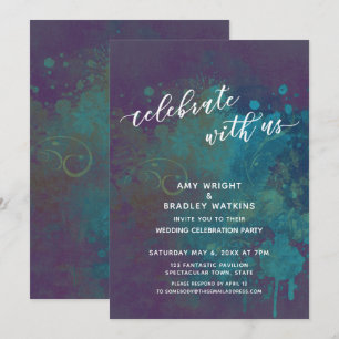 Colourful Abstract Celebrate with Us Reception-Onl Invitation