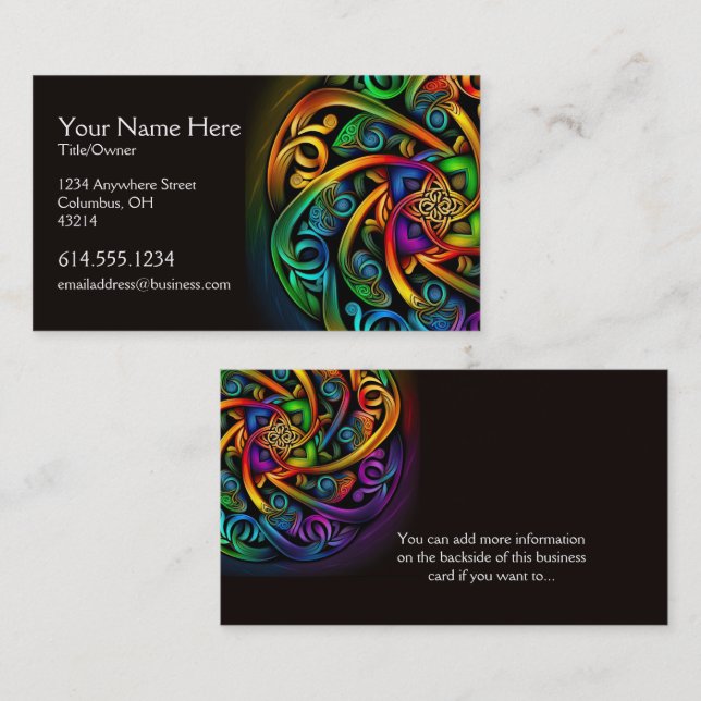 Colourful Abstract Celtic Desig Irish Business Car Business Card (Front/Back)