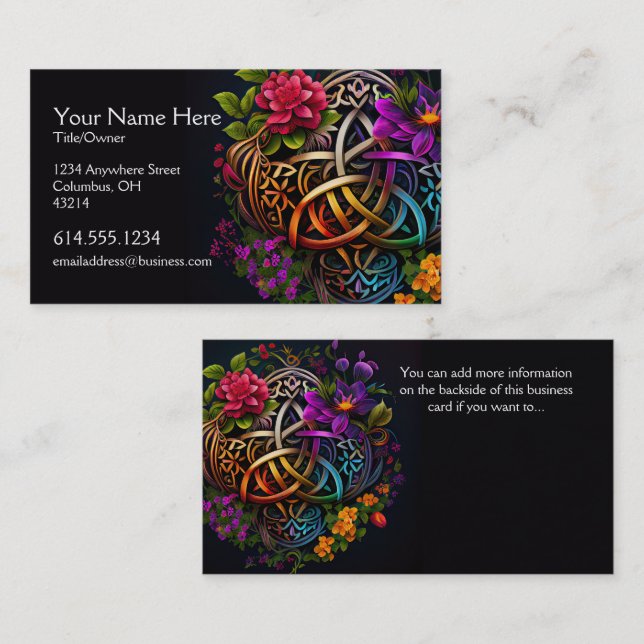 Colourful Abstract Celtic Desig Irish Business Car Business Card (Front/Back)