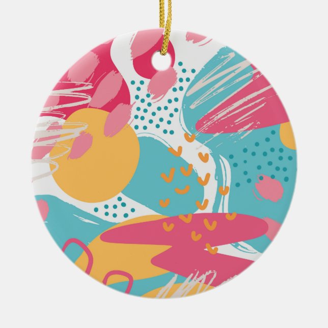 Colourful Abstract Ceramic Tree Decoration (Front)
