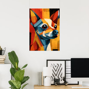 Colourful Abstract Chihuahua Geometric Poster