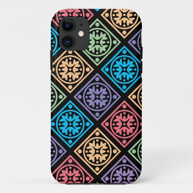 Colourful abstract circles and squares phone case (Back)