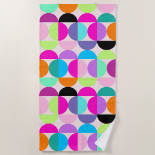 Colourful Abstract Circles Mid Century Modern Retr Beach Towel