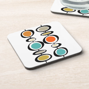 Colourful Abstract Circles Mid Century Style Coaster