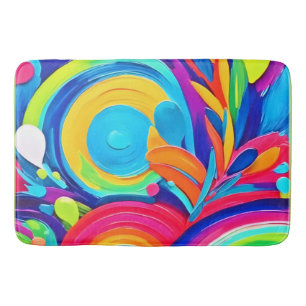 Colourful Abstract Circles Painting Bath Mat