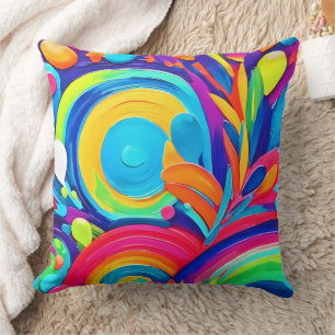 Colourful Abstract Circles Painting Cushion