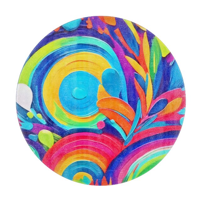 Colourful Abstract Circles Painting Cutting Board (Front)