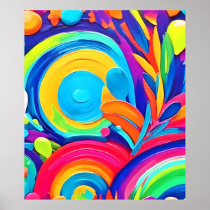 Colourful Abstract Circles Painting Poster
