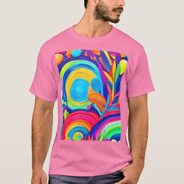 Colourful Abstract Circles Painting T-Shirt (Front)